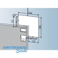 Winkelverbindung PT 60, Glas 10 mm, Aluminium silber eloxiert (03.150)