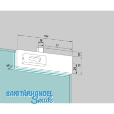 DORMA-Glas Eckschloss US 10, PZ-vorgerichtet, 10 mm, silber eloxiert (03.206)