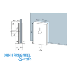 DORMA-Glas �berschubschloss SG,PZ vorgerichtet,2-tourig,Glas 10mm,silber(05.106)