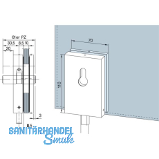 DORMA-Glas Eckschloss SG, PZ-vorgerichtet, 8 - 12 mm, (05.100) silber eloxiert