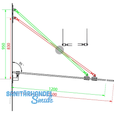 Glasvordachachsen GLVS II, Glastiefe 1300 mm, Edelstahl