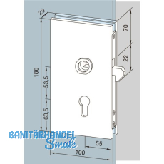 DORMA-Glas Schiebet�rschloss 05.202, Alu silber eloxiert