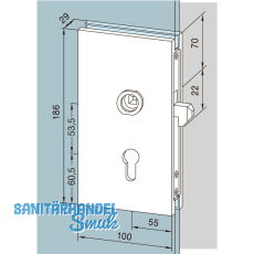 DORMA-Glas Schiebet�rschloss 05.202 Edelstahl-Effekt
