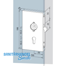 DORMA-Glas Schiebetürschloss 05.200, silber eloxiert DORMA-Glas Schiebetürschloss 05.200, silber eloxiert