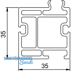 Unterbauprofil KS 35, 6000 mm, Kunststoff weiß Unterbauprofil KS 35, 6000 mm, Kunststoff weiß