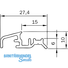 Wetterschenkel f. EIFEL T, 6000 mm, Aluminium silber eloxiert Wetterschenkel f. EIFEL T, 6000 mm, Aluminium silber eloxiert