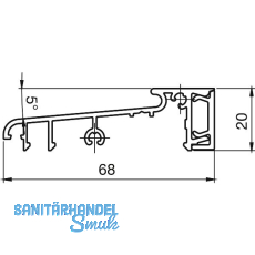 T�rschwelle Altbau BRS 68, 6 m, silber eloxiert/Einlage Kunststoff schwarz
