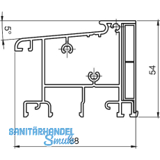 T�rschwelle BTS 68, 68 x 54 mm, 6 m, silber eloxiert/Einlage Kunststoff schwarz