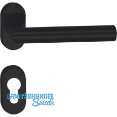 Dr�ckergarnitur RIGA - auf ovaler Rosette PZ, Edelstahl schwarz matt