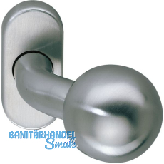 T�rknopf fest auf Rosette oval, Edelstahl matt