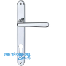 Drückergarnitur ALT - WIEN - auf Schild PZ 88, Messing verchromt Drückergarnitur ALT - WIEN - auf Schild PZ 88, Messing verchromt