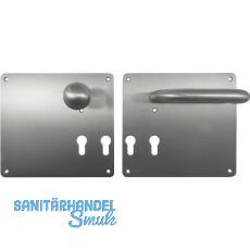 Wechselgarnitur GEOS - f�r M�llraumt�ren auf Breitschild links, Edelstahl matt