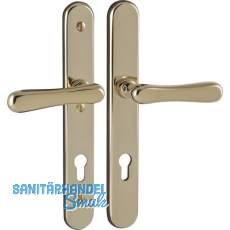 Sicherheits-Dr�ckergarnitur ELEGANT/22 auf Schild PZ88, Messing poliert PVD