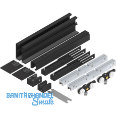 SOLIDO 100 Beschlagset Glas Einzugsdämpfung Laufschiene Blende L=2500 mm schwarz SOLIDO 100 Beschlagset Glas Einzugsdämpfung Laufschiene Blende L=2500 mm schwarz