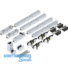 SOLIDO 100 Teleskopbeschlagset Glas 2-flg. ohne Laufschiene Führung silber SOLIDO 100 Teleskopbeschlagset Glas 2-flg. ohne Laufschiene Führung silber