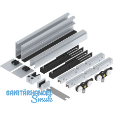 SOLIDO 100 Beschlagset Glas Einzugsd�mpfung Laufschiene Blende L=2500 mm silber