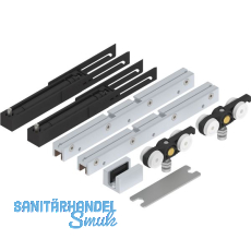 SOLIDO 100 Beschlagset Glas mit Einzugsdämpfung Bodenführung silber SOLIDO 100 Beschlagset Glas mit Einzugsdämpfung Bodenführung silber