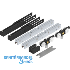 SOLIDO 100 Beschlagset Glas mit Einzugsdämpfung Bodenführung schwarz matt SOLIDO 100 Beschlagset Glas mit Einzugsdämpfung Bodenführung schwarz matt