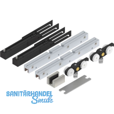 SOLIDO 100 Beschlagset Glas mit Einzugsd�mpfung Bodenf�hrung Edelstahl-Effekt