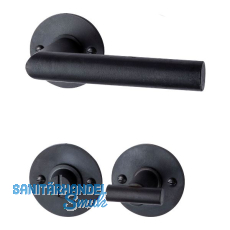 HALC� Dr�ckergarnitur DAVOS - auf runder Rosette WC, TS-50, Schwarzstahl