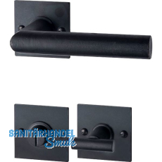 HALC� Dr�ckergarnitur DAVOS - auf eckiger Rosette WC, TS-50, Schwarzstahl