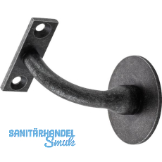 Handlaufträger rund mit Stockschraube, Wandabstand 78 mm, schwarz passiviert Handlaufträger rund mit Stockschraube, Wandabstand 78 mm, schwarz passiviert