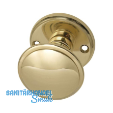 MARCHESI T�rknopf Flachform - auf Rosette (Facette), � 55 mm, Messing poliert