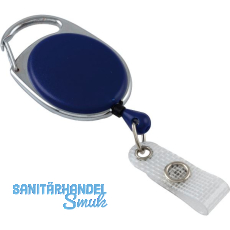 IDENTA Kartenjojo oval mit Karabinerhaken Nylonschnur L=800 mm blau IDENTA Kartenjojo oval mit Karabinerhaken Nylonschnur L=800 mm blau