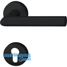 Drückergarnitur GEHRUNG - auf Rosette PZ 1907, rund, Edelstahl schwarz Drückergarnitur GEHRUNG - auf Rosette PZ 1907, rund, Edelstahl schwarz