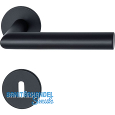 MARCHESI Drückergarnitur GEHRUNG auf Flachrosette BB, Edelstahl schwarz matt MARCHESI Drückergarnitur GEHRUNG auf Flachrosette BB, Edelstahl schwarz matt