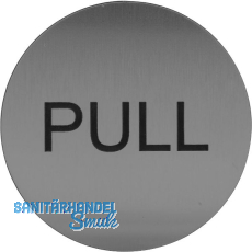 Hinweisschild PULL, Durchmesser 60 mm, Kunststoff Edelstahl-Effekt Hinweisschild PULL, Durchmesser 60 mm, Kunststoff Edelstahl-Effekt