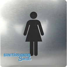 WC Symbol Frau selbstklebend, 100 x 100 mm, Kunststoff Edelstahl-Effekt