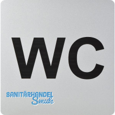WC Symbol selbstklebend, 100 x 100 mm, Kunststoff alufarbig