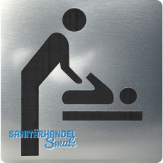 WC Symbol Wickelraum selbstklebend, 100 x 100 mm, Kunststoff Edelstahl-Effekt