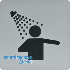 WC Symbol Duschraum selbstklebend, 100 x 100 mm, Kunststoff alufarbig