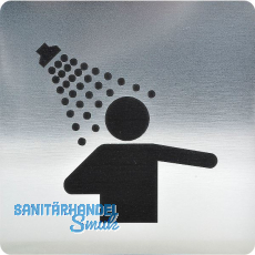 WC Symbol Duschraum selbstklebend, 100 x 100 mm, Kunststoff Edelstahl-Effekt