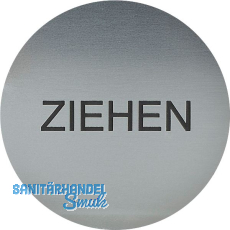 Hinweisschild ZIEHEN, Durchmesser 60 mm, Kunststoff Edelstahl-Effekt Hinweisschild ZIEHEN, Durchmesser 60 mm, Kunststoff Edelstahl-Effekt