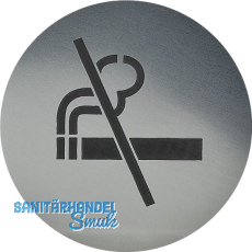 Hinweisschild RAUCHEN VERBOTEN, Durchmesser 60 mm, Kunststoff Edelstahl-Effekt Hinweisschild RAUCHEN VERBOTEN, Durchmesser 60 mm, Kunststoff Edelstahl-Effekt