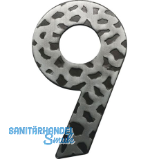 Hausnummer 9 - H�he 120 mm, Schmiedeeisen schwarz verzinkt