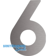 Hausnummer 6 - H�he 120 mm, mit 2 Gewindenocken M5, Edelstahl