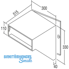RENZ Durchwurfbriefkasten schr�g,300x330x515 mm,Mauerst�rke 535mm,Stahl verzinkt