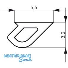 GU Thermostep 164/204 Dichtungsprofil P1645 L=3350 mm schwarz