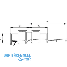 GU Thermostep 204 Aufsatzschiene 19/71 P1987 , TS 78 mm, L=3300 mm, auf Ma�