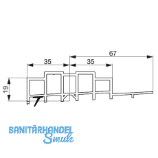GU Thermostep 204 Aufsatzschiene 19/67 P2101, TS 56-110 mm, L=2500 mm
