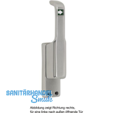 T�rtreibriegel aufliegend Pfeil, schwer, rechts, Hub 23 mm, silber eloxiert