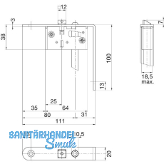BKS Schaltschloss B1595, Stulp rund, abgewinkelt 20/111/100 mm, DM 65, Edelstahl BKS Schaltschloss B1595, Stulp rund, abgewinkelt 20/111/100 mm, DM 65, Edelstahl