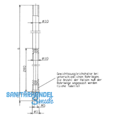 BKS Treibriegelstange 9036, 1385 mm, m. Feder u. Gleitstopfen f�r oben, verzinkt