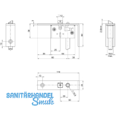 BKS Schaltschloss B1595, Stulp eckig, abgewinkelt 24/110/60 mm, DM 30, Edelstahl BKS Schaltschloss B1595, Stulp eckig, abgewinkelt 24/110/60 mm, DM 30, Edelstahl