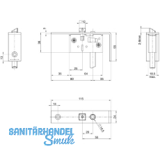 BKS Schaltschloss B1595, Stulp eckig, abgewinkelt 24/115/55 mm, DM 35, Edelstahl BKS Schaltschloss B1595, Stulp eckig, abgewinkelt 24/115/55 mm, DM 35, Edelstahl
