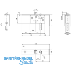 BKS Schaltschloss B1595, Stulp eckig, abgewinkelt 24/120/50 mm, DM 40, Edelstahl BKS Schaltschloss B1595, Stulp eckig, abgewinkelt 24/120/50 mm, DM 40, Edelstahl